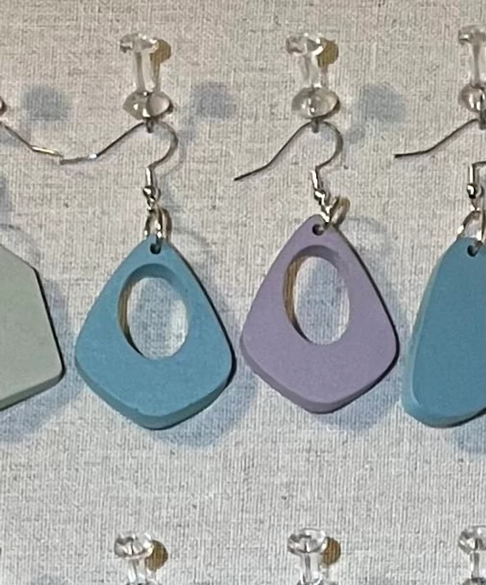 Teardrop Cutout Earrings - Sky Blue & Lilac Mist