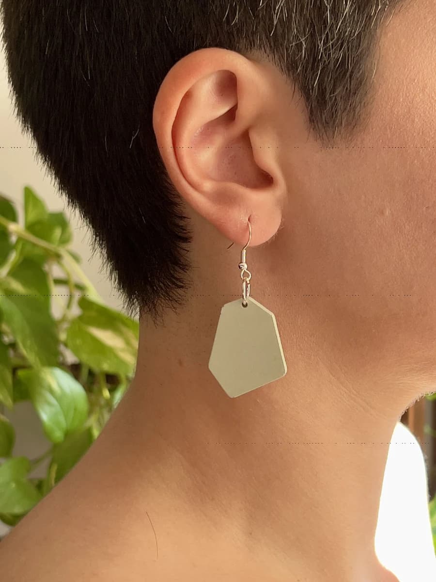 Irregular Hexagon Earrings - Blush Rose & Sage Green