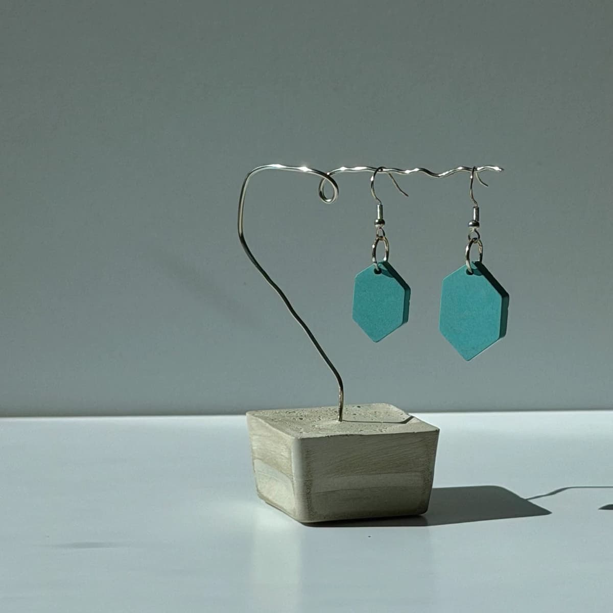 Elongated Hexagon Earrings - Sky Blue